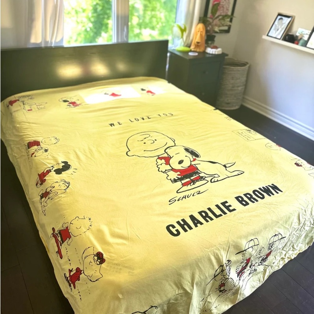 Queen Flat Sheet, Charlie Brown, Peanuts, Snoopy, 1966